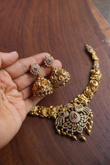 AD Intricate Peacock Tilak Set