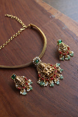Coral Lakshmi Close Neck Set