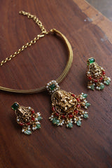 Coral Lakshmi Close Neck Set