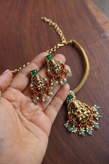 Coral Lakshmi Close Neck Set