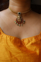 Coral Lakshmi Close Neck Set