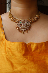 AD Intricate Peacock Tilak Set