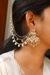 Kundan Circles Ear Chain