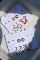 Ruby Floral Earrings Set