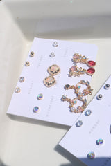 Ruby Floral Earrings Set