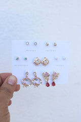 Ruby Floral Earrings Set