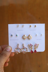 Ruby Floral Earrings Set