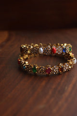 Multi Oval Flower Stone Bangles