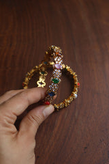 Multi Oval Flower Stone Bangles