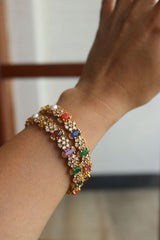 Multi Oval Flower Stone Bangles