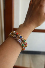 Multi Oval Flower Stone Bangles
