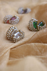 Dull Gold Leaf Rectangle Studs