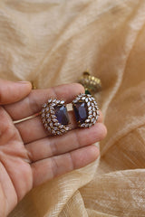 Dull Gold Leaf Rectangle Studs