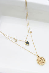 Black Rose Heart Layer Chain