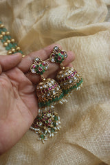 Kundan Flower Tilak Long Set