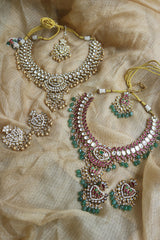 Kundan Oval Bird Haar with Teeka