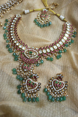 Kundan Oval Bird Haar with Teeka