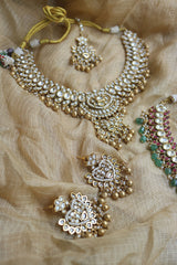 Kundan Oval Bird Haar with Teeka