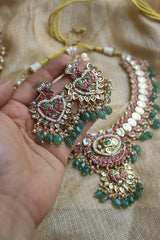 Kundan Oval Bird Haar with Teeka