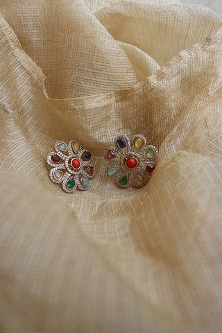 Navratna Flower Earrings