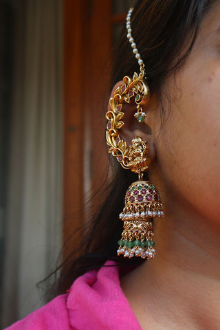 Ornamental Lakshmi Full Ear Jhumkas