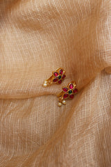 Jadau Ruby Green Bugadi Top Clip Earrings