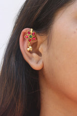 Jadau Ruby Green Bugadi Top Clip Earrings
