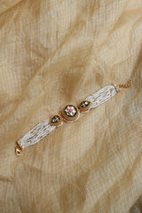 Jadau Green Tilak Flower Bracelet