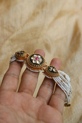 Jadau Green Tilak Flower Bracelet