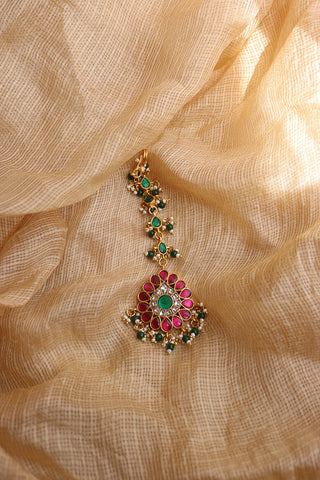 Jadau Ruby Green Tilak Teeka