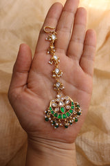 Jadau Green Chaand Teeka