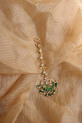 Jadau Green Chaand Teeka