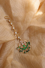 Jadau Green Chaand Teeka