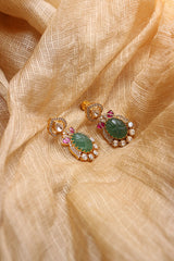 Polki Oval Drop Earrings