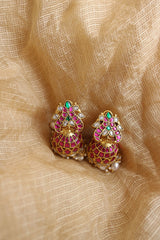 Peacock Jadau Jhumkas