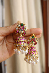 Peacock Jadau Jhumkas
