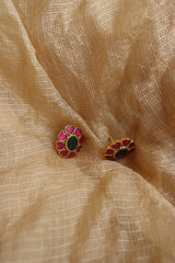Jadau heart Flower Studs