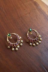 Minimal Ruby Green Chaand Earrings