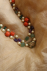 Kundan Pumpkin Two Line Maala