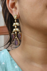 Polki Leaf Dangler Earrings