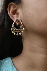Minimal Ruby Green Chaand Earrings