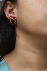 Jadau heart Flower Studs