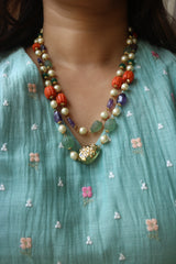Kundan Pumpkin Two Line Maala