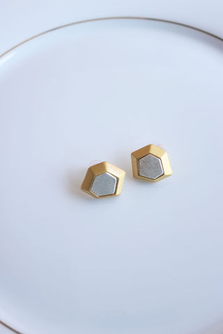 Matte Silver Gold Studs