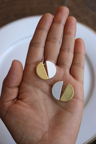 Semi Moon Front Back Earrings