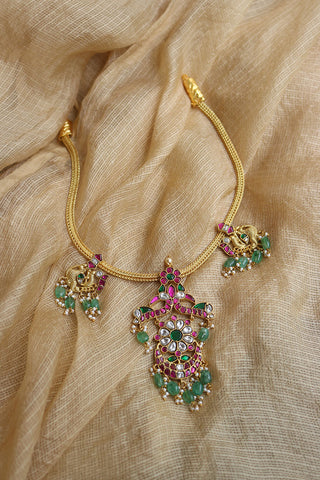 Jadau Bird Chaand Motif Necklace