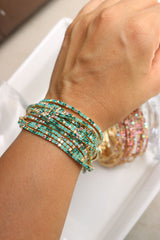 Set of 12 Dainty Stone Bracelets (Multiple Color Options)