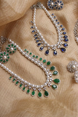 Elegant Pearl Stone Drops Necklace Set