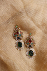 Multi Gems Statement Earrings