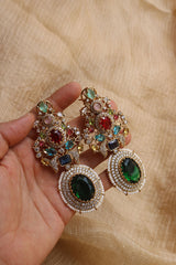 Multi Gems Statement Earrings